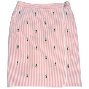 BROOKS BROTHERS Country Club Pink Seersucker Pineapple‎ Wrap Skirt Prep Size 6